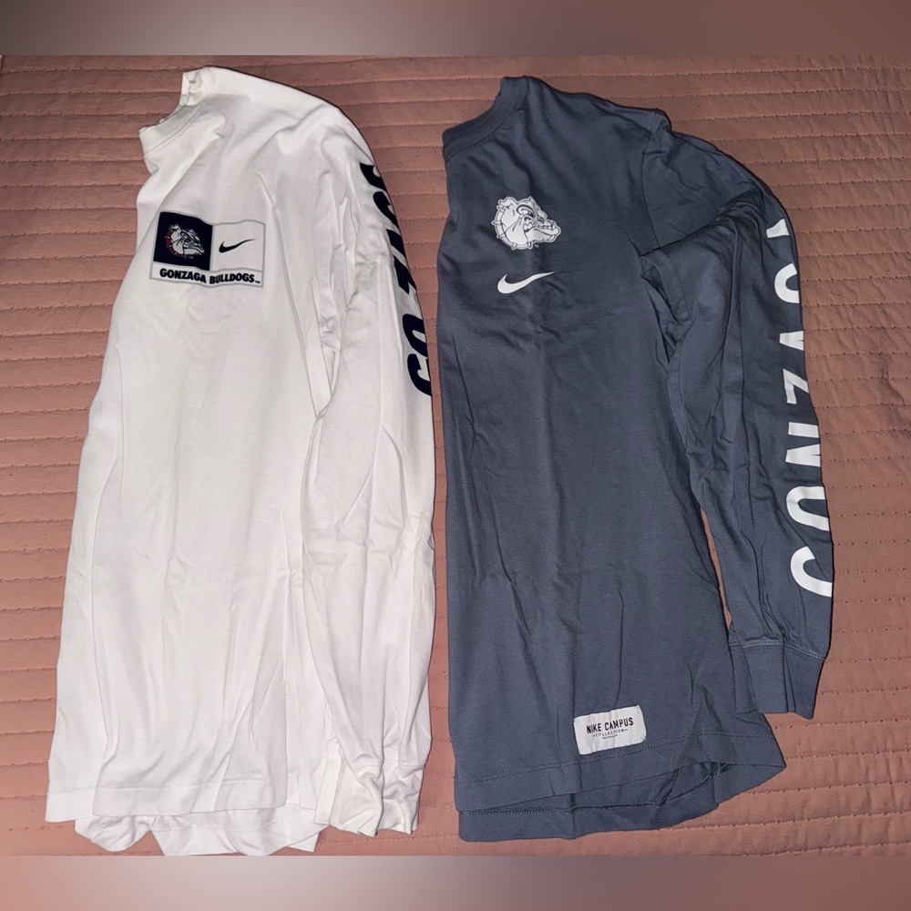 Nike White and Gray Gonzaga Bulldogs Long Sleeve Shirts